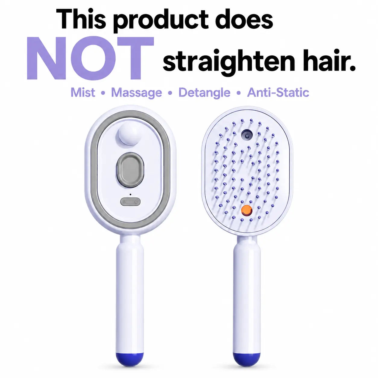 Electric Air Cushion Massage Comb with Self-Cleaning Anti-Tangle Features, Anti-Static Volume Enhancer for Dry and Frizzy Hair Care, Essential Oil-Free