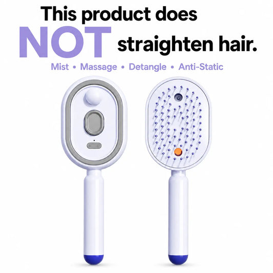 Electric Air Cushion Massage Comb with Self-Cleaning Anti-Tangle Features, Anti-Static Volume Enhancer for Dry and Frizzy Hair Care, Essential Oil-Free