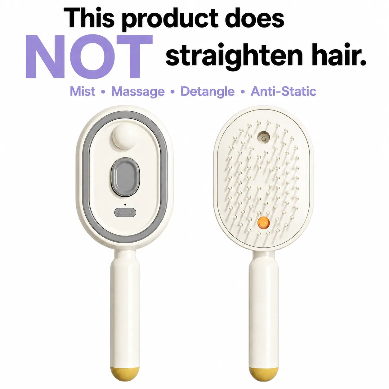 Electric Air Cushion Massage Comb with Self-Cleaning Anti-Tangle Features, Anti-Static Volume Enhancer for Dry and Frizzy Hair Care, Essential Oil-Free
