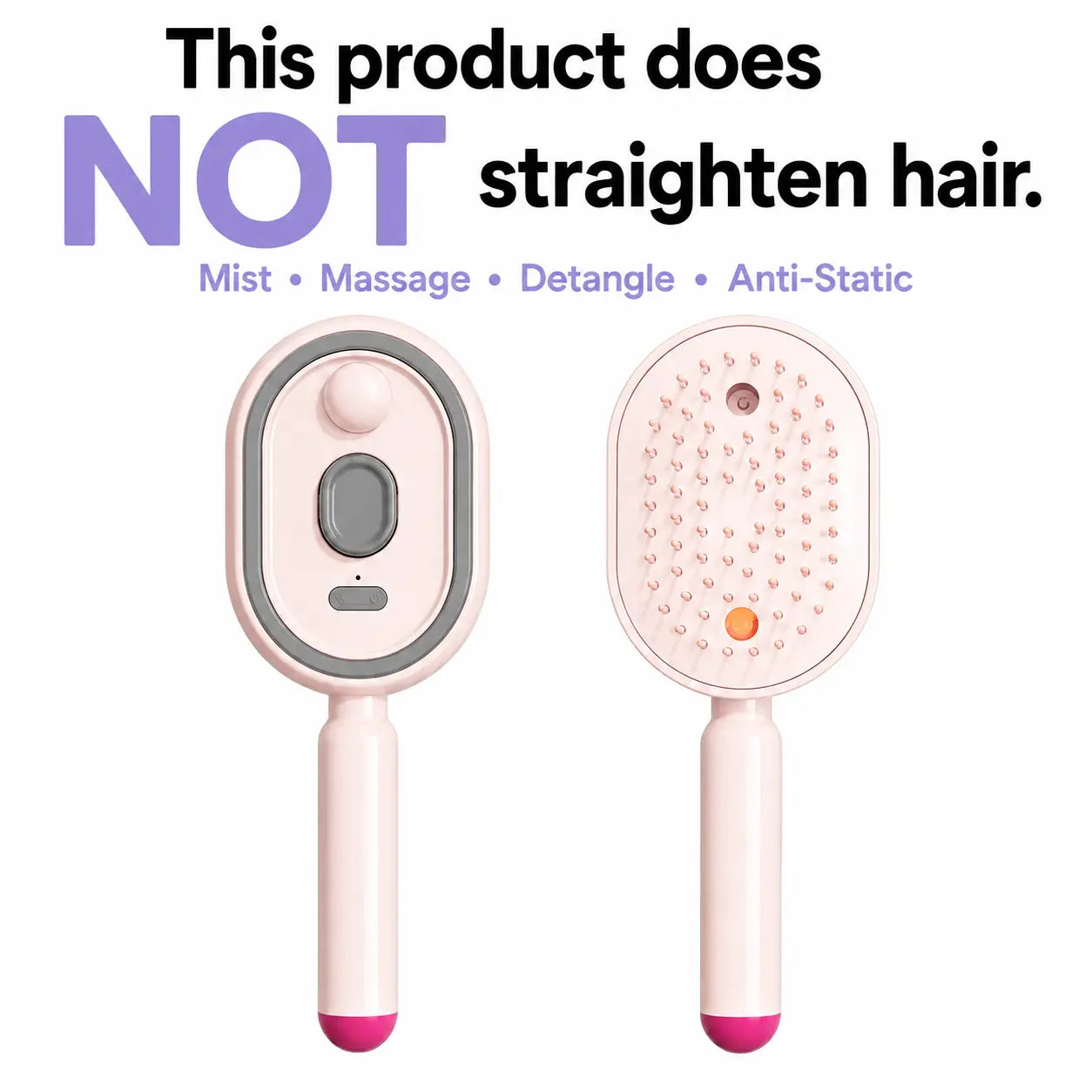 Electric Air Cushion Massage Comb with Self-Cleaning Anti-Tangle Features, Anti-Static Volume Enhancer for Dry and Frizzy Hair Care, Essential Oil-Free