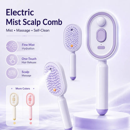 Electric Air Cushion Massage Comb with Self-Cleaning Anti-Tangle Features, Anti-Static Volume Enhancer for Dry and Frizzy Hair Care, Essential Oil-Free