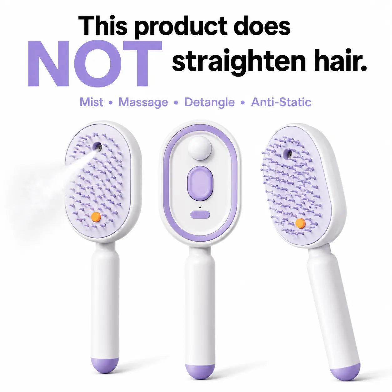 Electric Air Cushion Massage Comb with Self-Cleaning Anti-Tangle Features, Anti-Static Volume Enhancer for Dry and Frizzy Hair Care, Essential Oil-Free