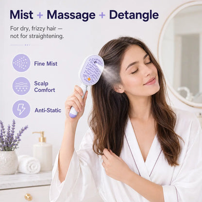 Electric Air Cushion Massage Comb with Self-Cleaning Anti-Tangle Features, Anti-Static Volume Enhancer for Dry and Frizzy Hair Care, Essential Oil-Free